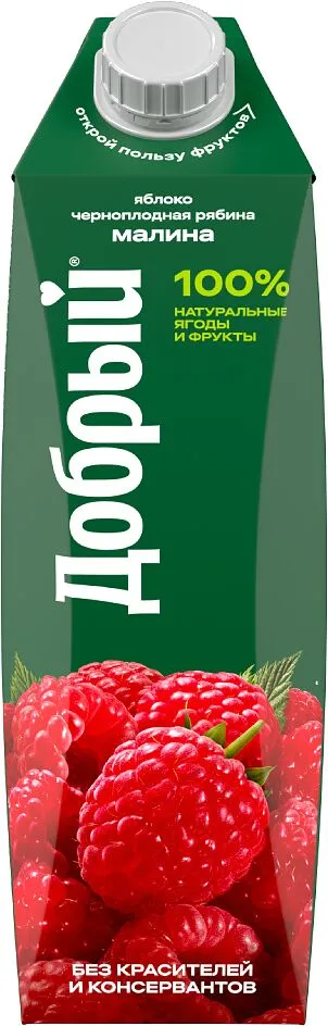 Apple, raspberry & rowanberry nectar "Dobriy" 1l 