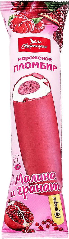 Raspberry & pomegranate ice cream Svitlogorye Plombir Raspberry & Pomegranate" 80g