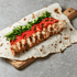 Chicken kebab with gouda cheese