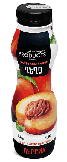 Յոգուրտ ըմպելի դեղձի «Yeremyan Products» 330գ յուղայնությունը՝ 0.5%