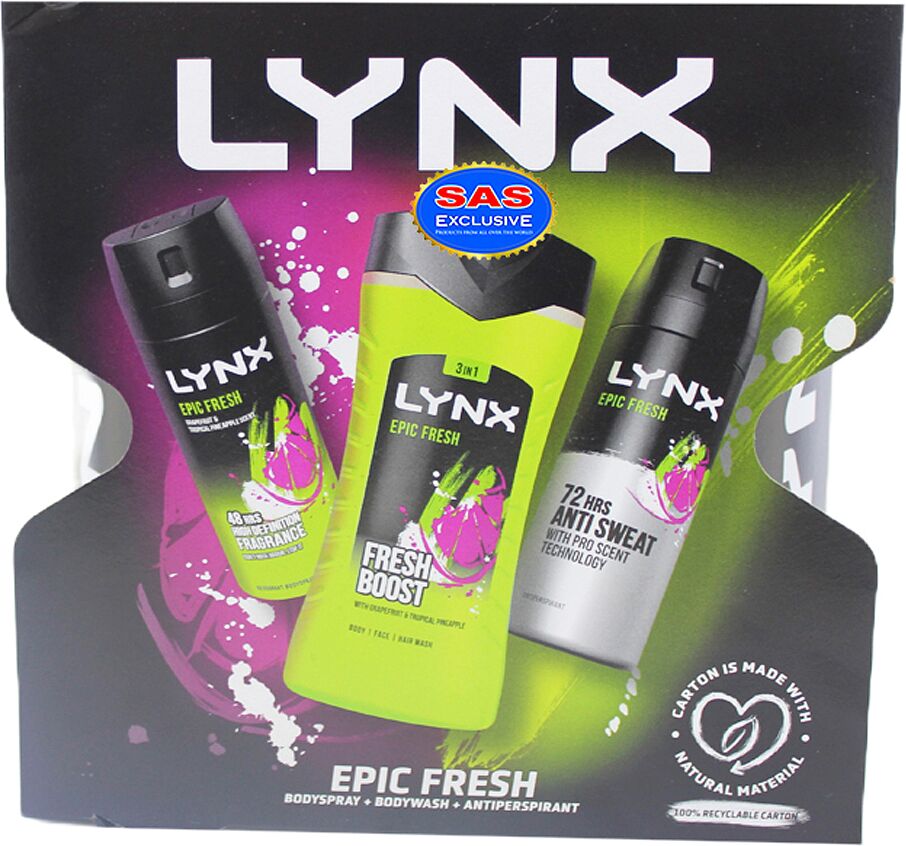 Մարմնի խնամքի հավաքածու «Lynx Epic Fresh» 3 հատ