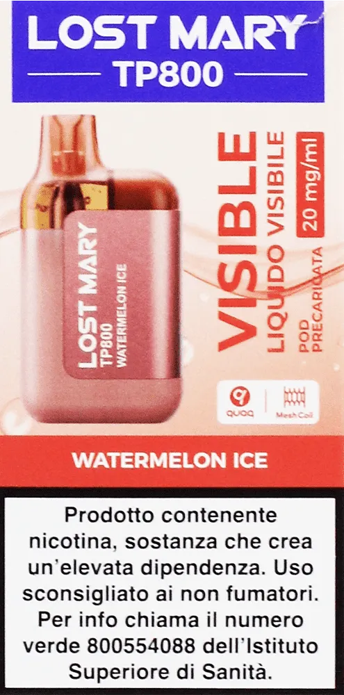 Electric pods with watermelon ice flavor "Lost Mary" 800 puffs
