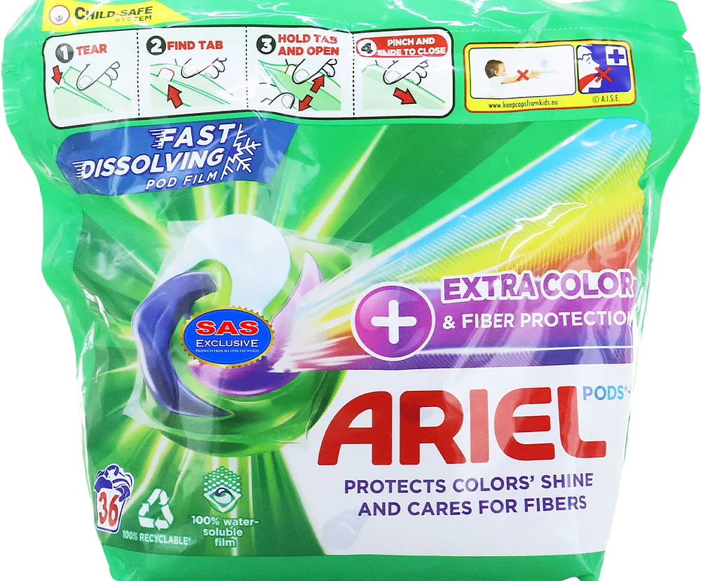 Color washing capsules "Ariel Extra Color+Fiber Protection" 36 pcs
