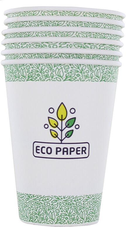 Բաժակներ թղթե, միջին մեկանգամյա օգտագործման «Eco Paper» 6հատ