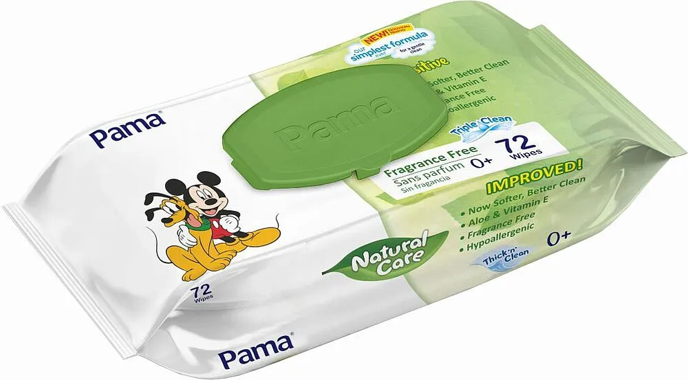 Baby wet wipes "Pama Sensitive" 72 pcs

