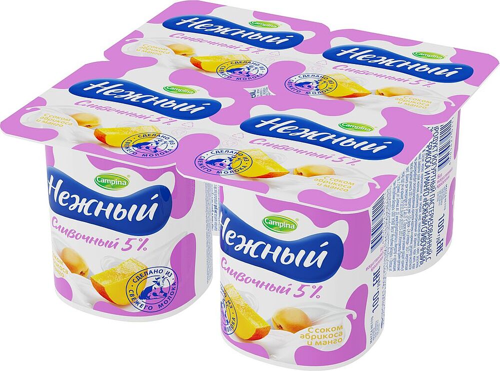 Yoghurt product cream with apricot and mango juice 