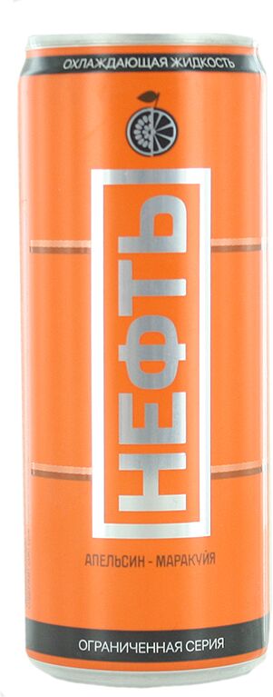 Refreshing carbonated drink "Neft" 0.33l  Orange & Passion Fruit