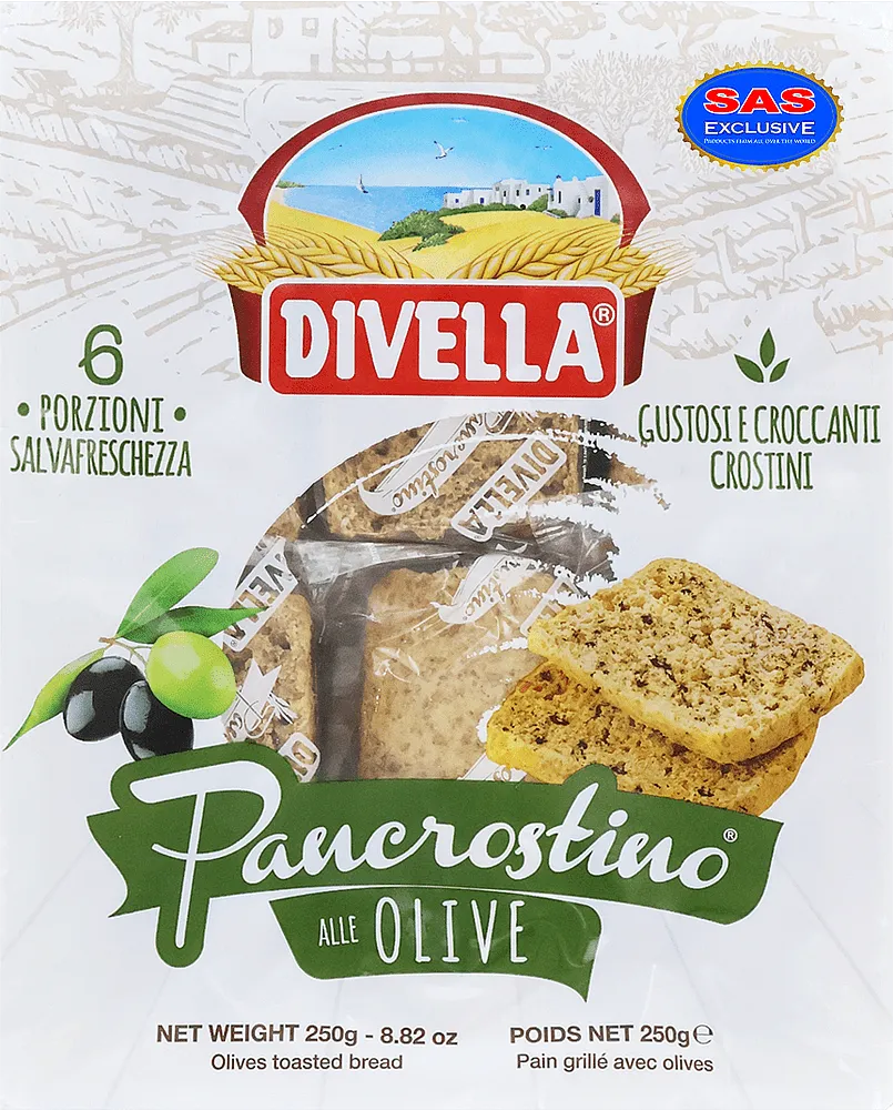 Խրթխրթան հացեր ձիթապտղով «Divella Pancrostino Olive» 250գ
