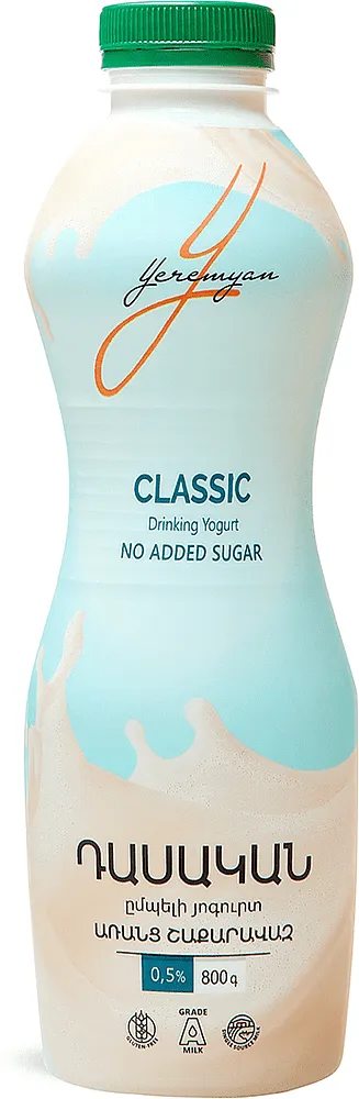 Drinking yoghurt classic "Yeremyan Products" 800g, fat content: 0.5%
