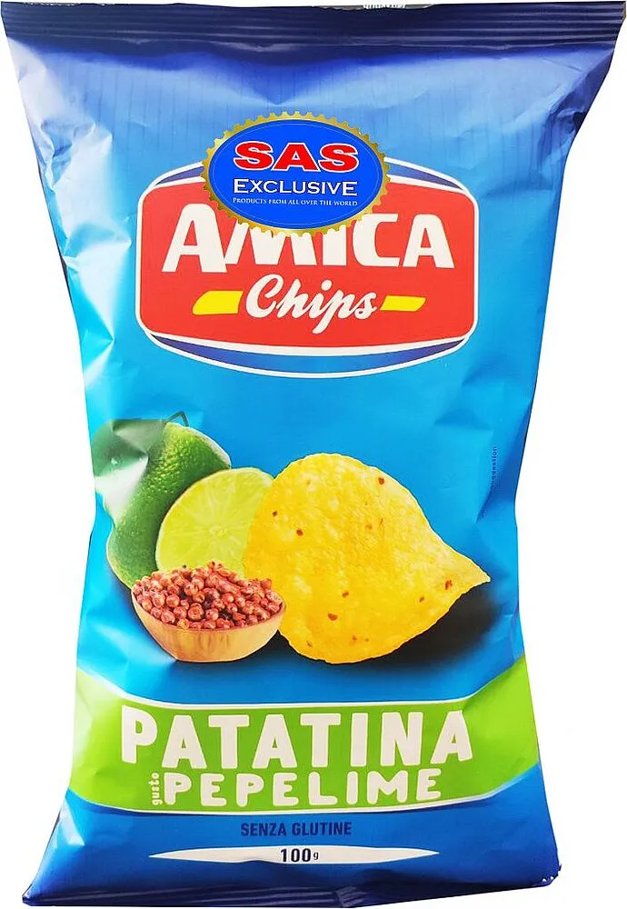  Lime & pepper flavored chips "Amica Originale" 100g
