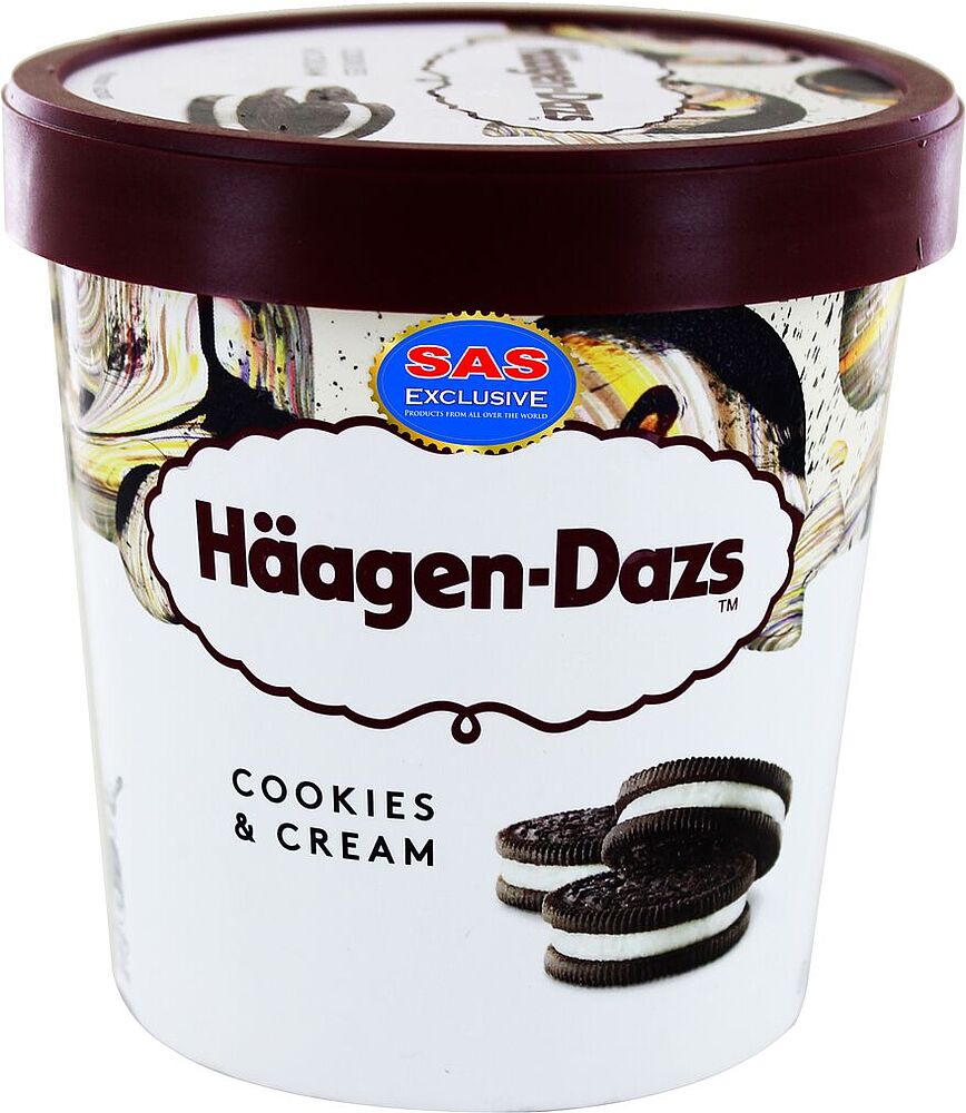Պաղպաղակ վանիլային «Haagen-Dazs Cookies & Cream» 386գ 