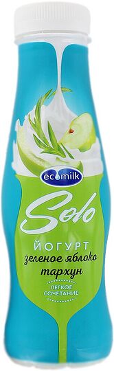 Յոգուրտ ըմպելի կանաչ խնձորով և թարխունով «Ecomilk Solo» 290գ, յուղայնությունը` 2.8%
