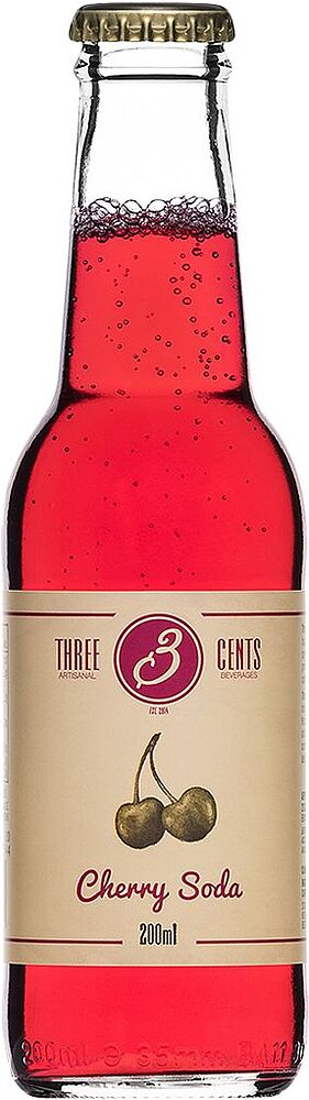 Refreshing carbonated drink "Three Cents Pink Grapefruit Soda" 0.2l Cherry 
