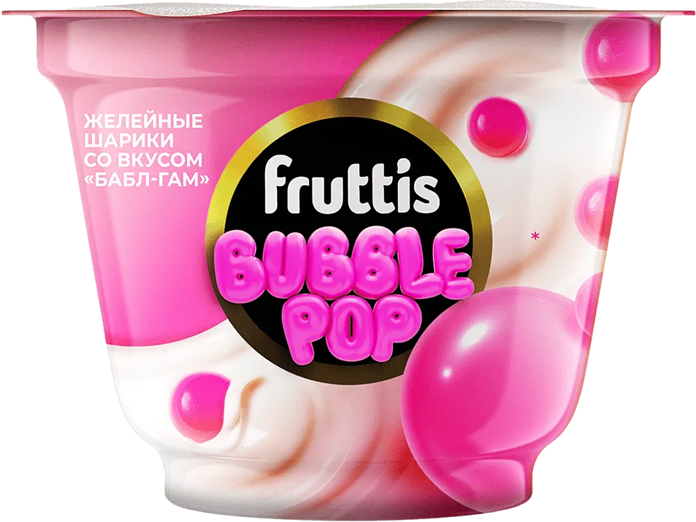 Yoghurt product with bubble flavour "Fruttis Bubble Pop" 180g, fat content: 4․4% 