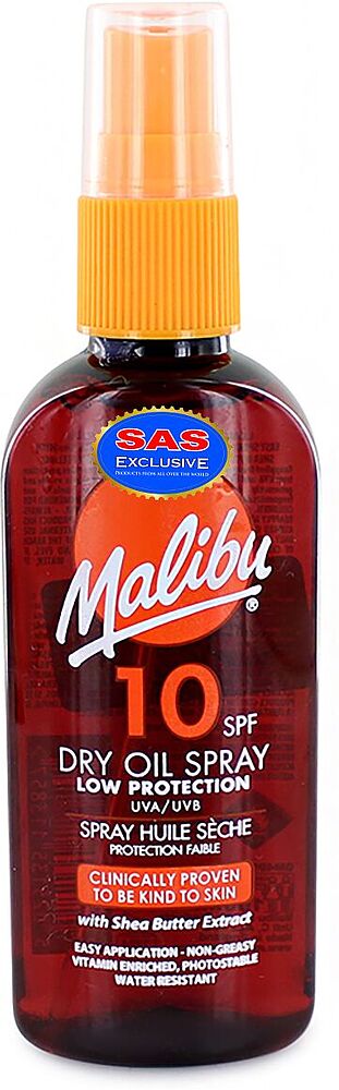 Масло-спрей для загара "Malibu Dry Oil Spray 10 SPF" 100мл
