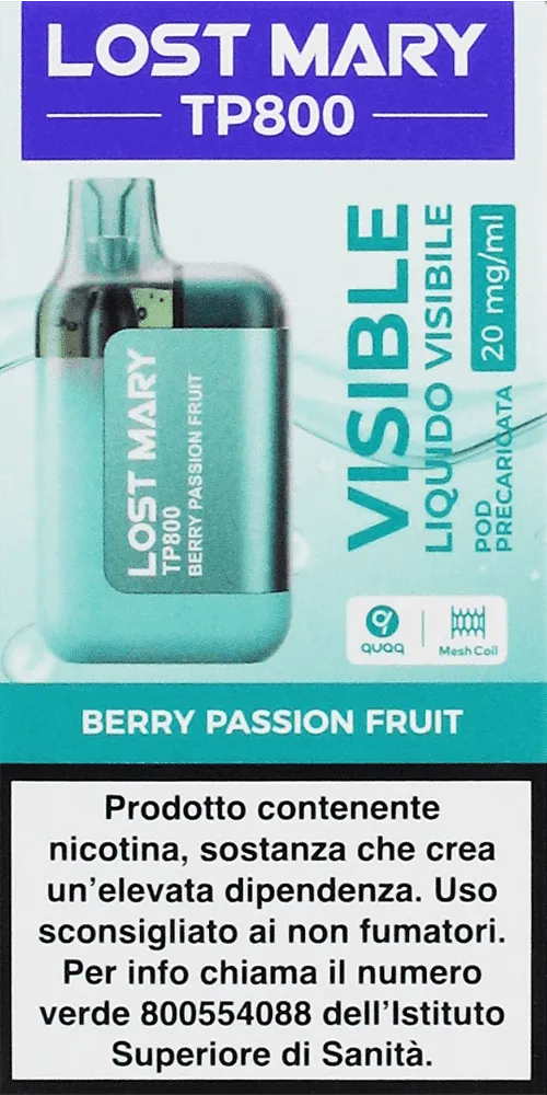 Electric pods with berry & passion fruit flavor "Lost Mary" 800 puffs
