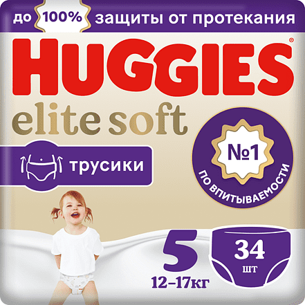 Трусики-подгузники "Huggies Elite Soft N6" 15-25кг, 32 шт