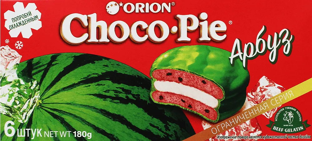 Cookies with watermelon flavor "Orion Choco Pie" 180g