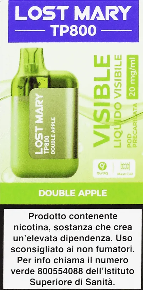 Electric pods with apple flavor "Lost Mary Double Apple" 800 puffs
