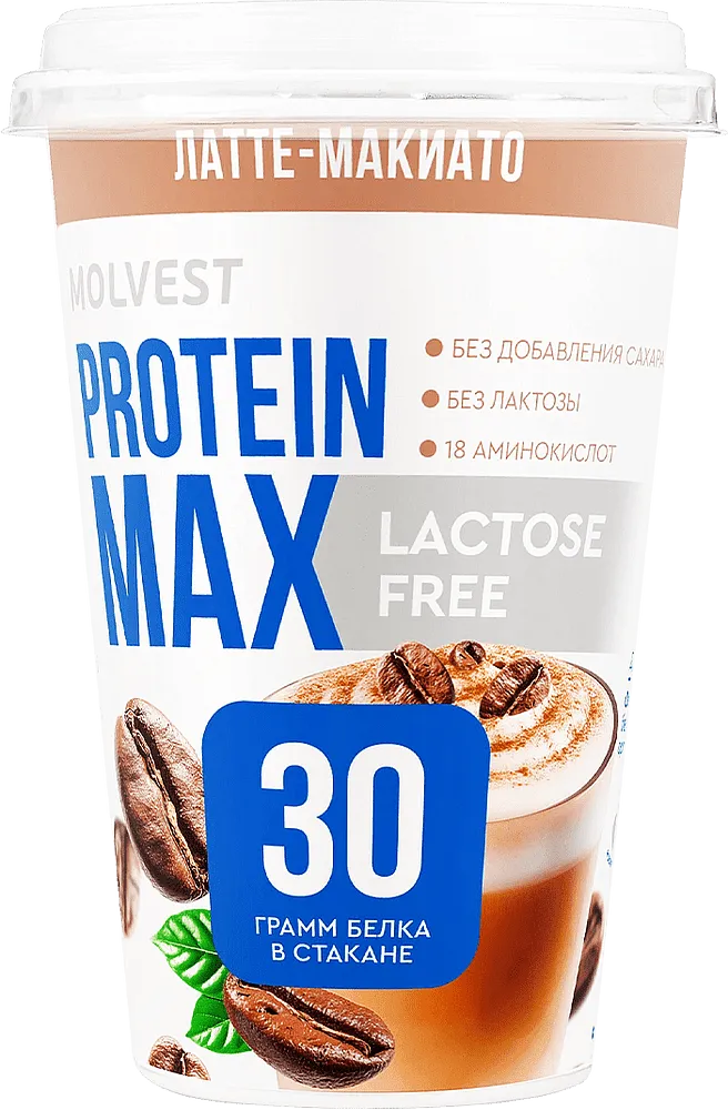 Fermented drink with latte macchiato flavor "Molvest Protein Max" 240g

