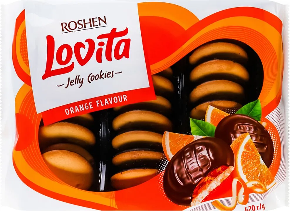 Թխվածքաբլիթ նարնջի միջուկով «Roshen Lovita» 420գ
