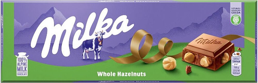 Chocolate bar with hazelnut "Milka Whole Nuts" 250g