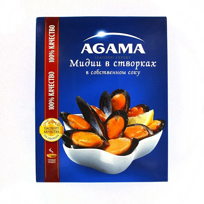 Boiled & frozen mussels "Agama" 450g