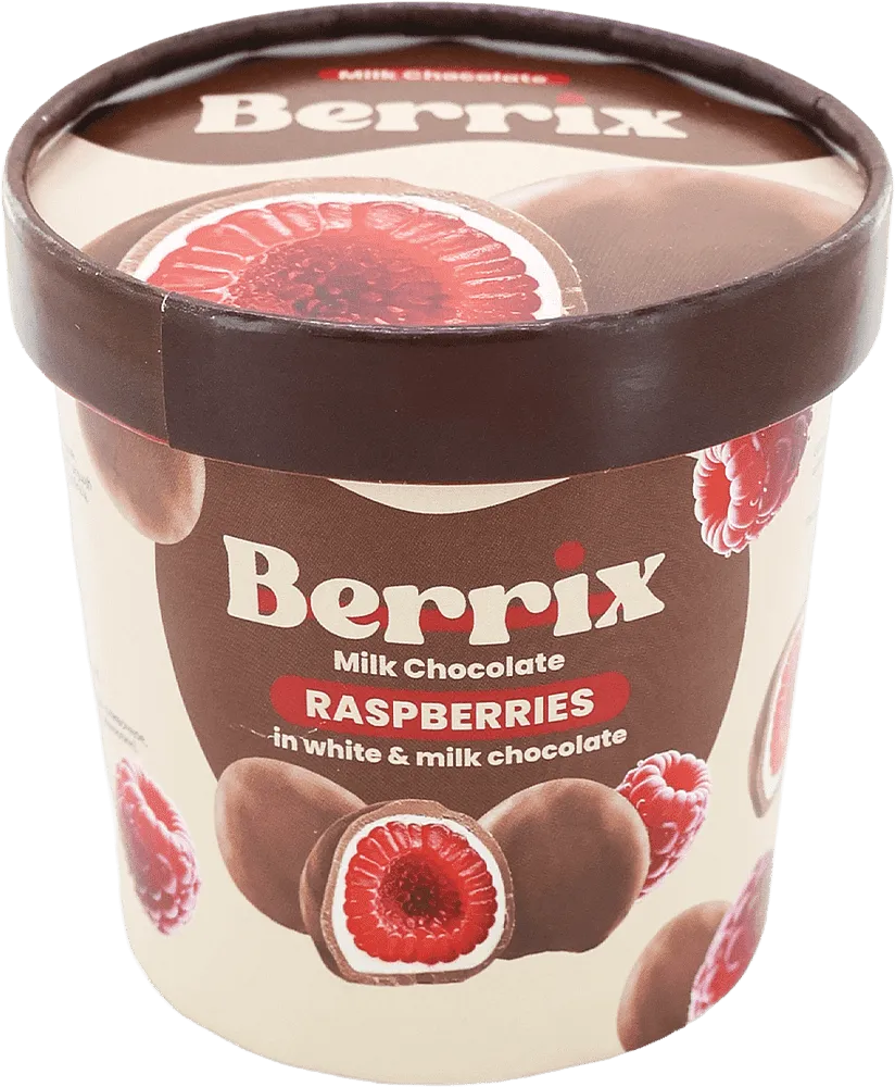 Ազնվամորի սպիտակ և կաթնային շոկոլադով «Berrix Milk Chocolate» 150գ±4.5%
