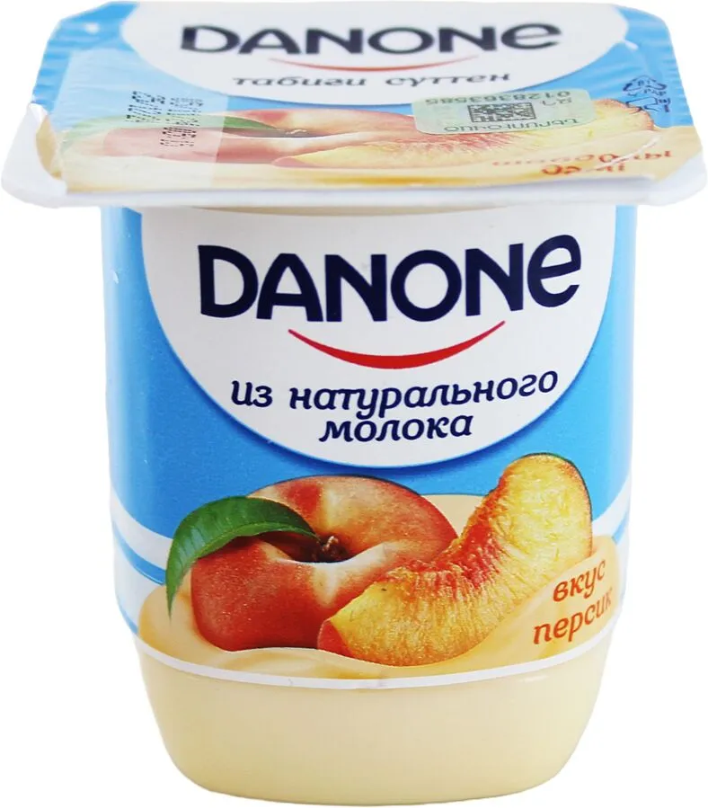 Yoghurt product with peach flavor "Danone" 100g, fat content: 1.2%,
