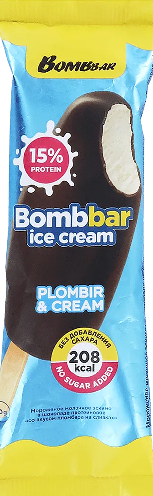Պաղպաղակ կաթնային-սպիտակուցային «Bombbar Plombir & Cream» 70գ