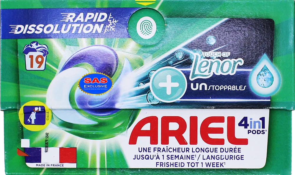Universal washing capsules "Ariel 4 in 1 Lenor" 19 pcs
