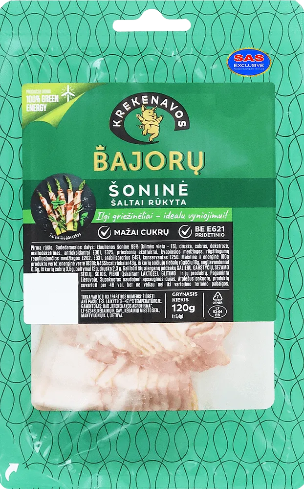 Sliced bacon "Krekenavos Bajoru Sonine" 120g
