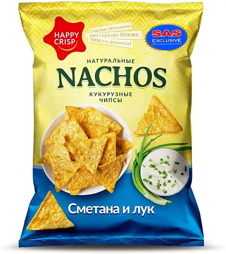 Sour cream & onion flavored chips "Happy Crisp" 75g 