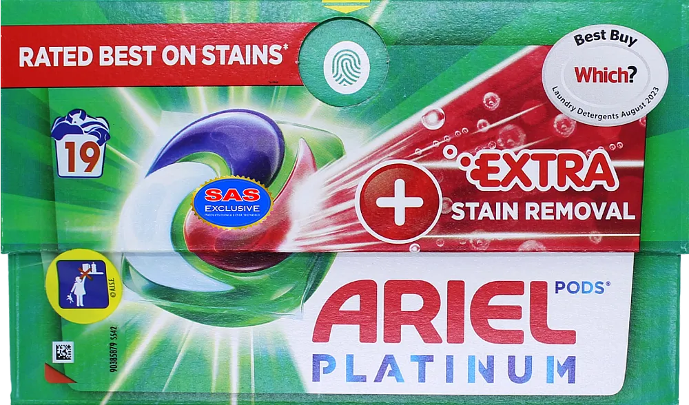 Universal washing capsules "Ariel Platinum Extra Stain Removal" 19 pcs
