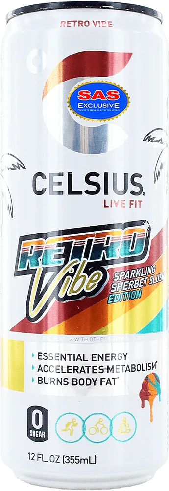 Energy carbonated drink "Celsius Retro Vibe Zero" 355ml
