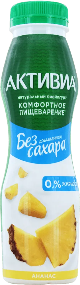 Drinking bioyoghurt with pineapple "Danone Aktivia" 260g, fat content: 0%
