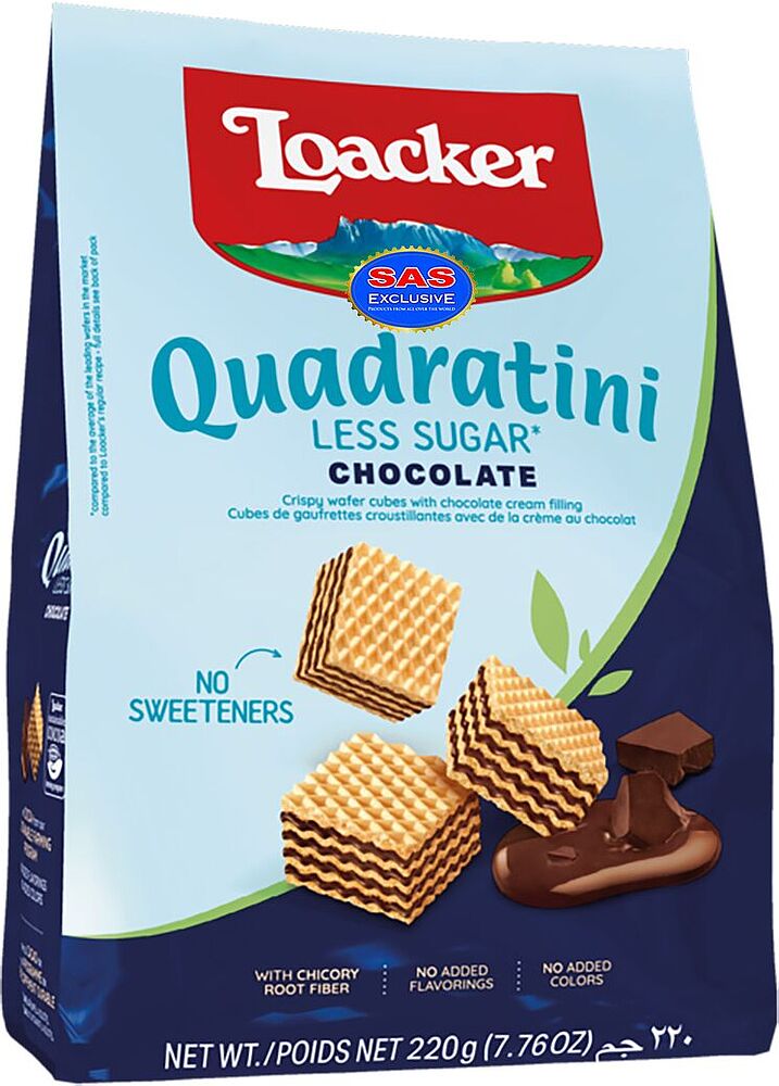 Вафли с шоколадным кремом "Loacker Quadratini" 220г

