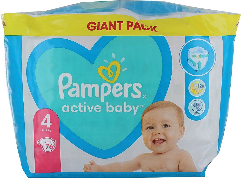 Տակդիրներ «Pampers Active Baby N4» 9-14 կգ, 76 հատ