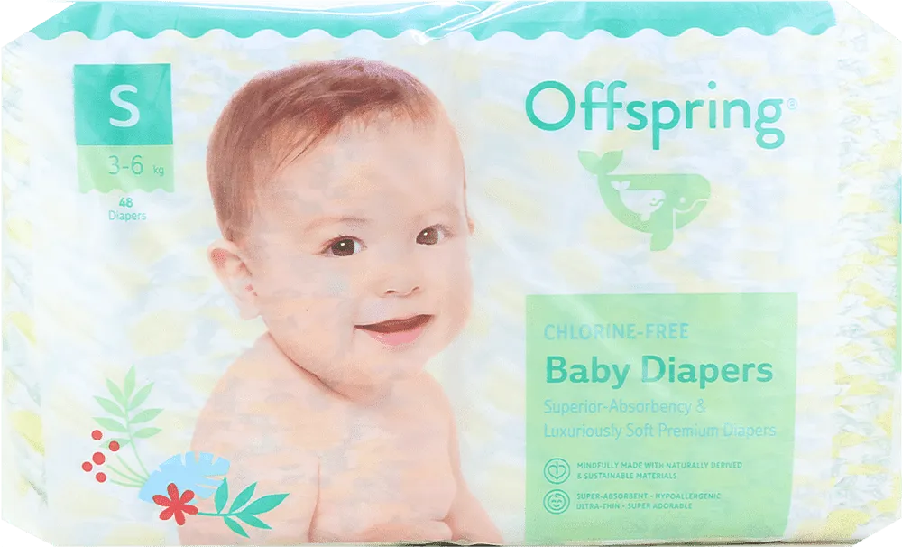 Diapers "Offspring S" 3-6kg, 48 pcs
