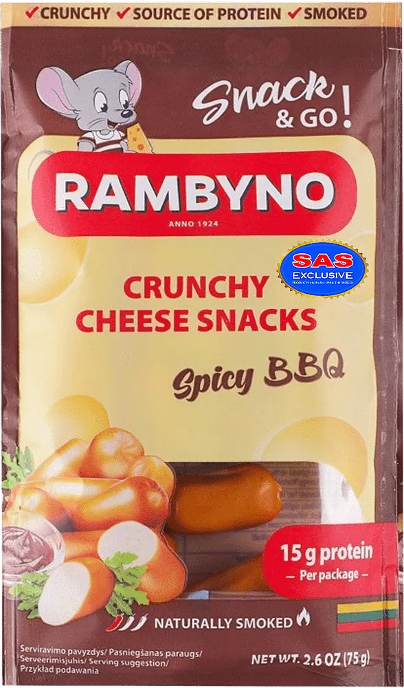 BBQ & pepper flavored cheese balls "Rambyno Crunchy Spicy BBQ" 75g
