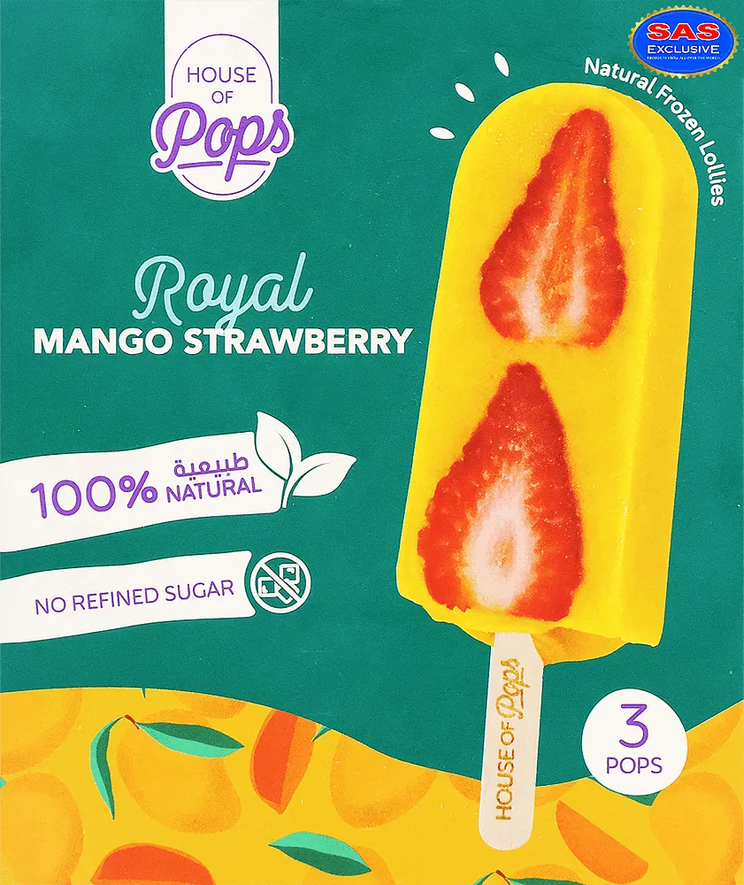Սառույց մանգոյի և ելակի «House Of Pops Royal Mango Strawberry» 3 հատ