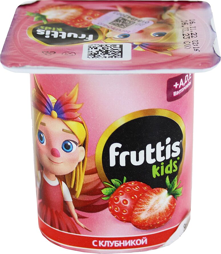 Յոգուրտային արտադրանք ելակով «Fruttis Kids» 110գ, յուղայնությունը՝ 2.5%