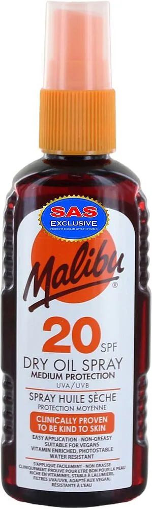 Sunscreen оil-spray "Malibu Dry Oil Spray 20SPF" 100ml
