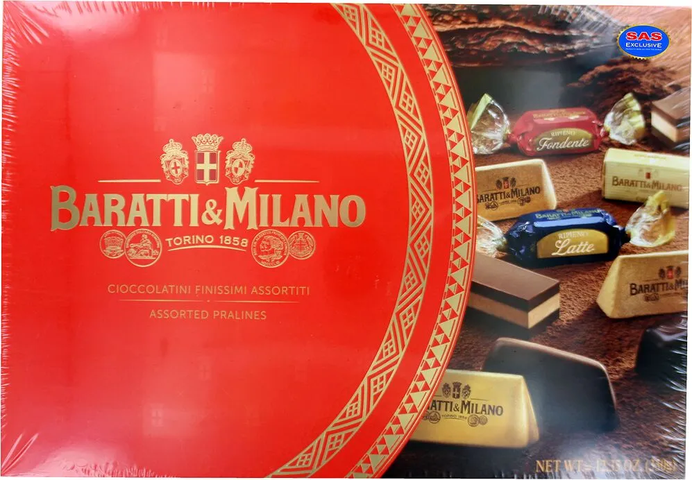 Chocolate candies collection "Baratti & Milano Assorted Pralines" 350g
