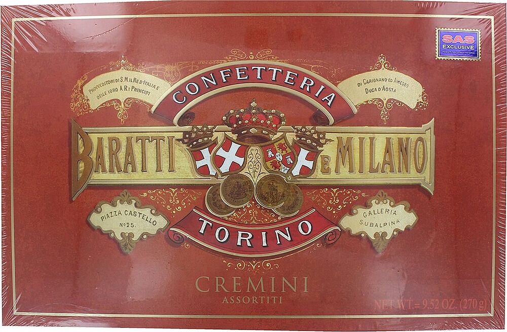 Набор шоколадных конфет "Baratti & Milano Torino Cremini" 270г