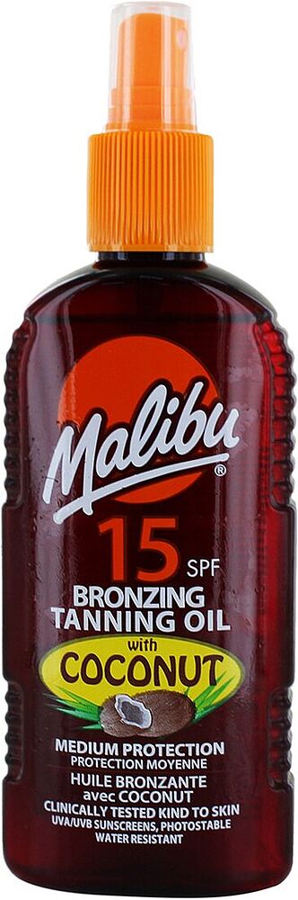 Արևայրուքի յուղ-սփրեյ «Malibu Bronzing Tanning Oil 15 SPF» 200մլ
