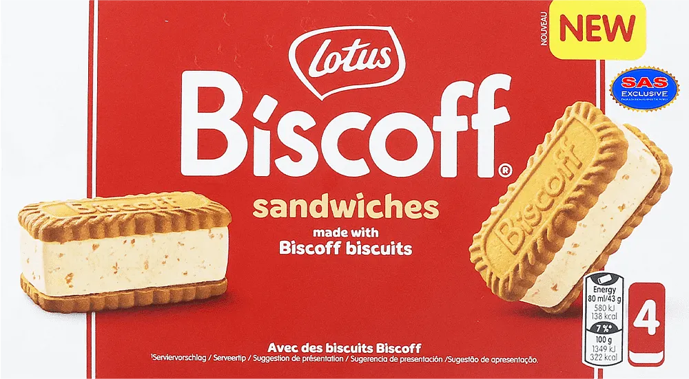 Ice-cream with cookies pieces "Lotus Biscoff Sandwiches" 172g