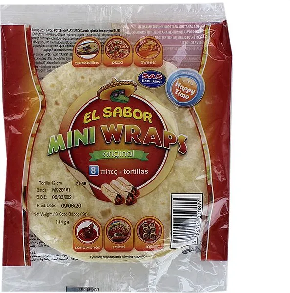 Mini flatbread-tortilla "El Sabor Mini Wraps" 144g, 12cm