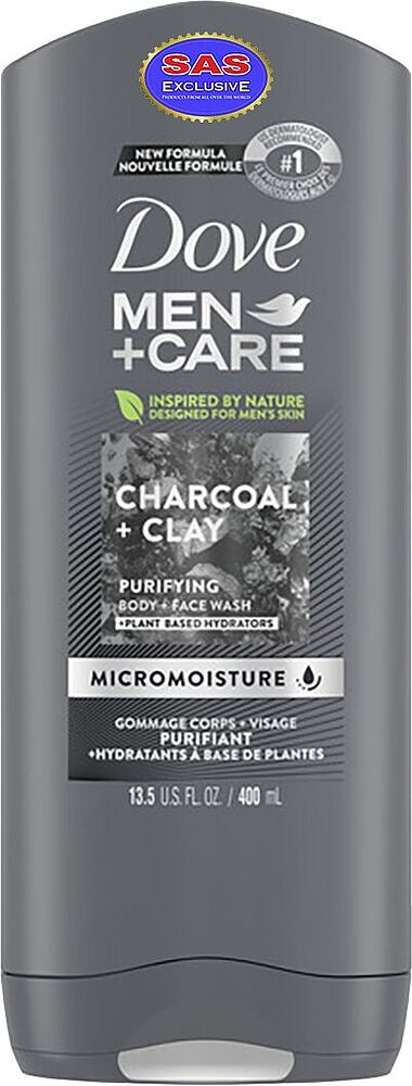 Shower gel "Dove Men+Care Charcoal+Clay" 400ml
