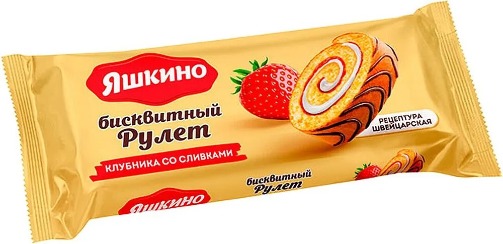 Biscuit roll with cream & strawberry "Yashkino" 200g
